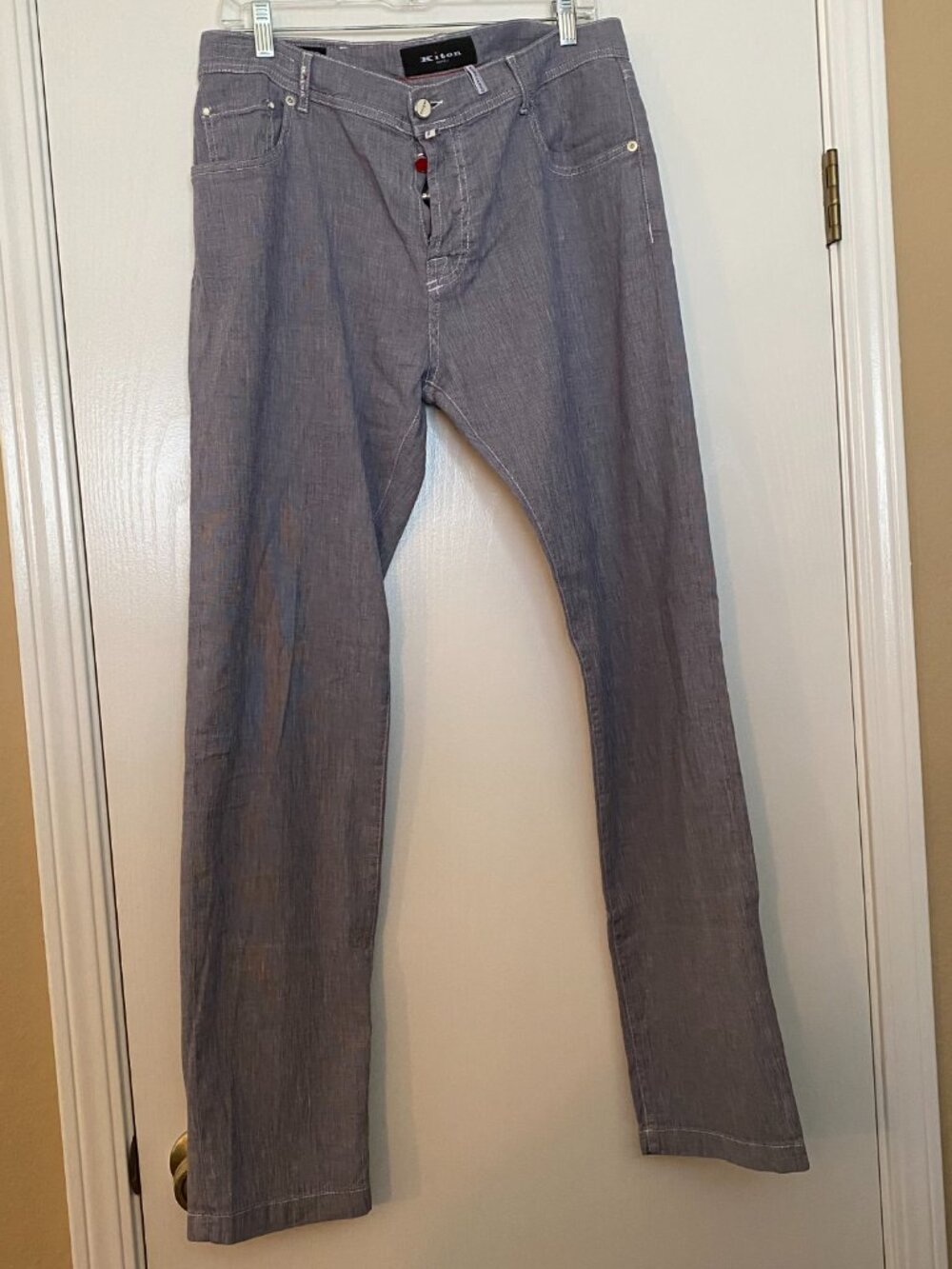 kiton slim fit linen pants